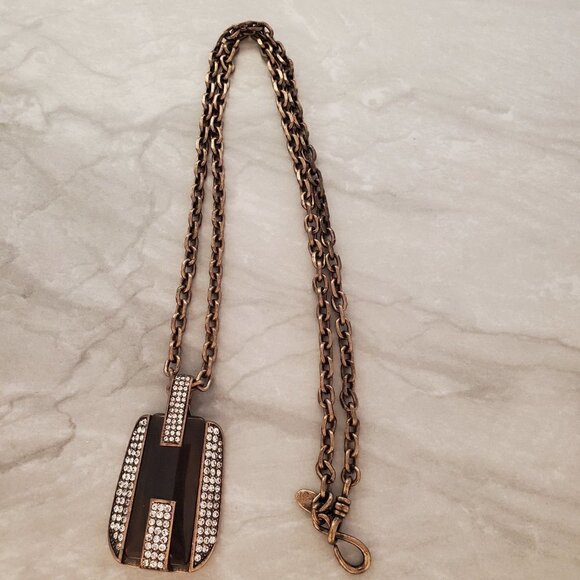 Ann Taylor Jewelry - ✨ Ann Taylor Amber Rhinestones Crystals Pave Enamel Pendant Necklace ✨